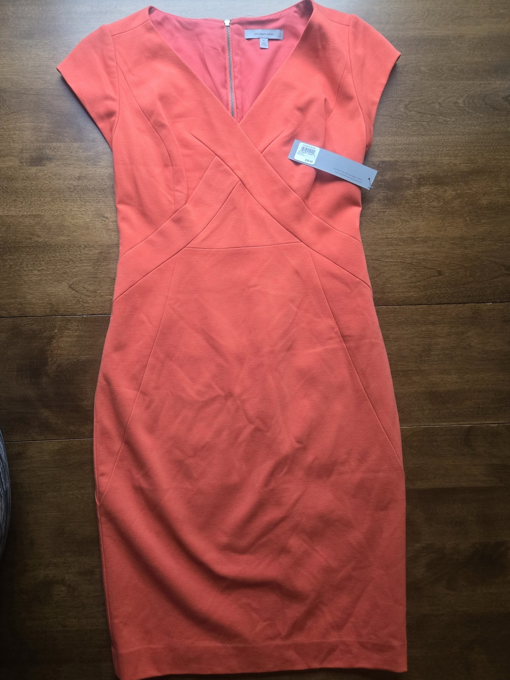 Classiques Entier Coral-Orange Cap Sleeve Sheath Dress